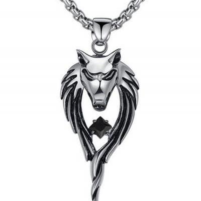 Stainless Steel Tribal Wolf Necklace
