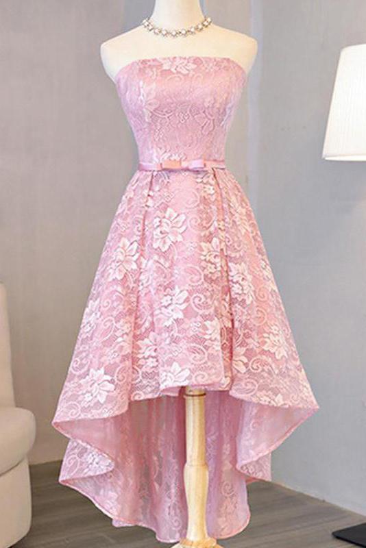 pink strapless homecoming dress