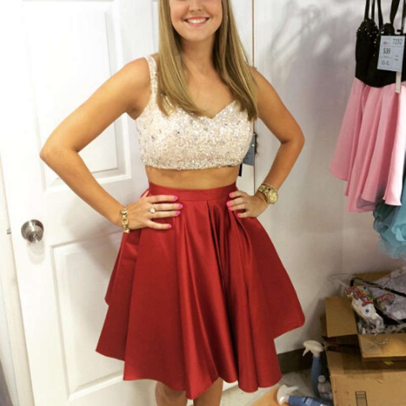 red two piece homecoming dress
