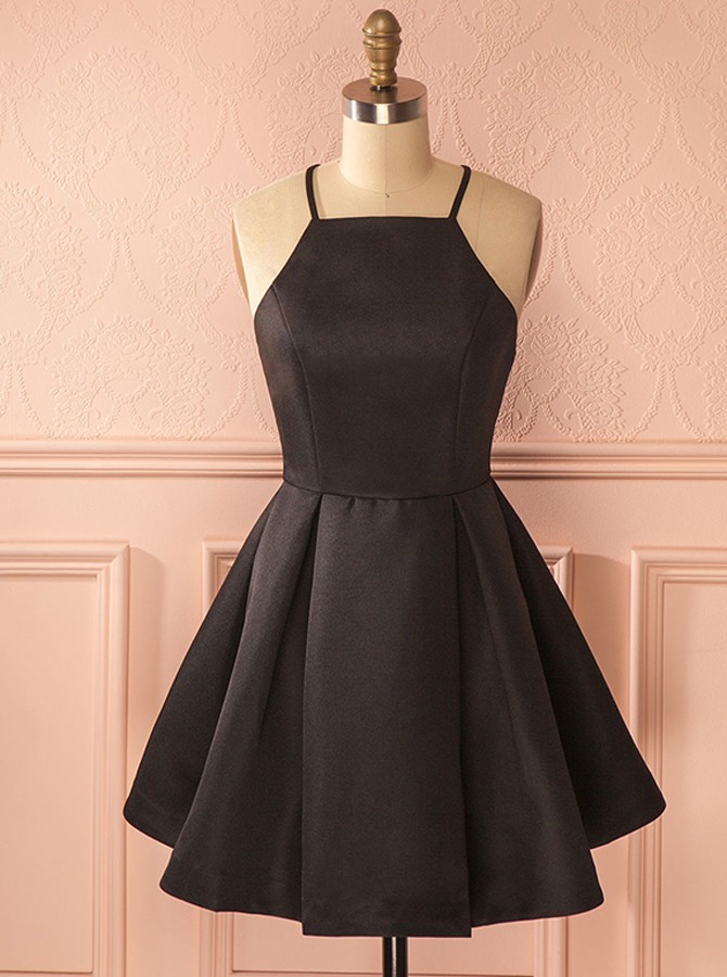 black simple homecoming dresses