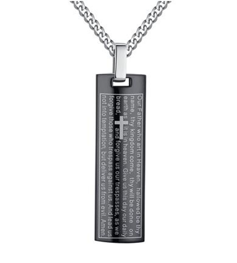 Rnivida Men's Cross Necklace with Lord's Prayer, Black Stainless Steel  Cross Pendant Necklace for Men | Amazon.com