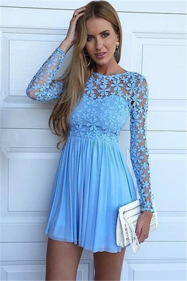 Short Blue Cocktail Dress With Draped Sweetheart Neckline