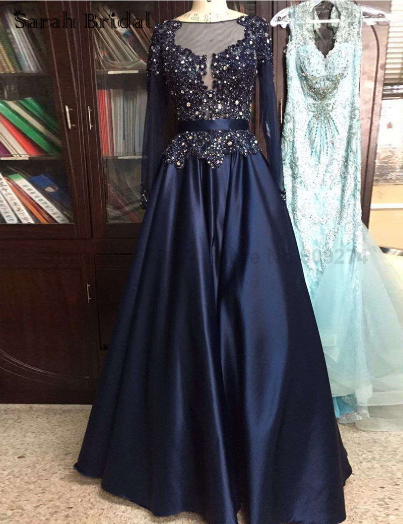 navy blue satin dress long