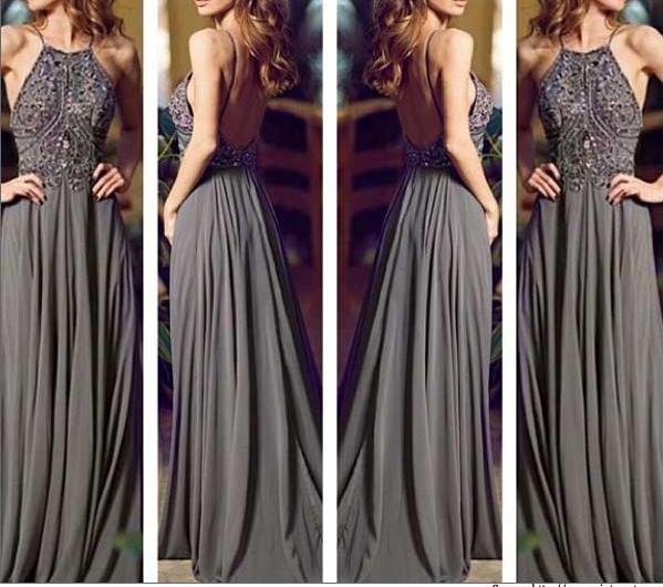 dark gray evening dress