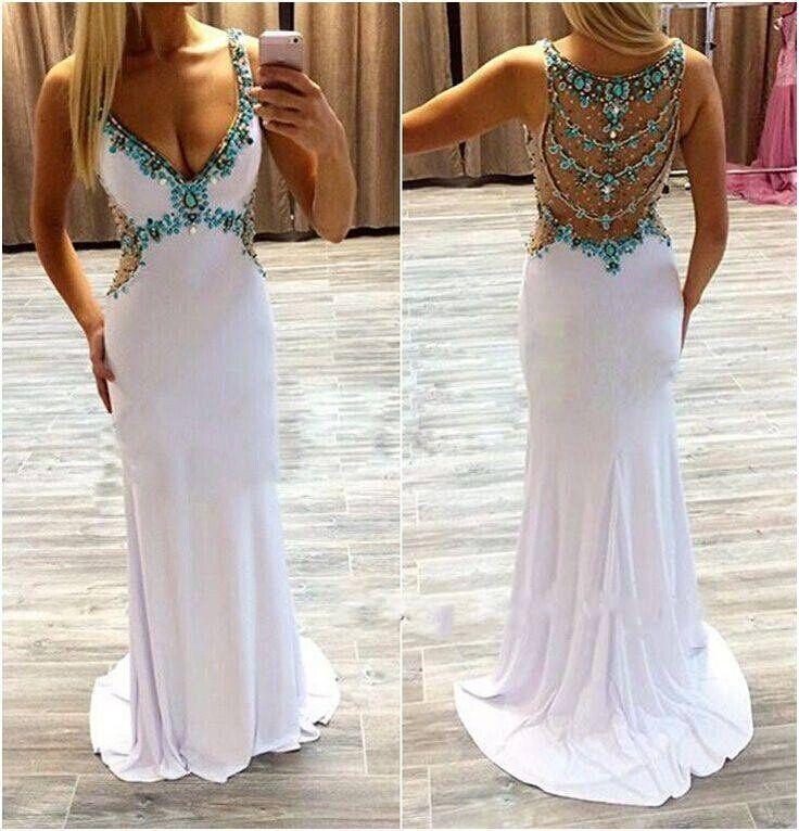 beaded backless dress