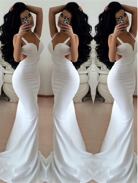 simple white mermaid dress