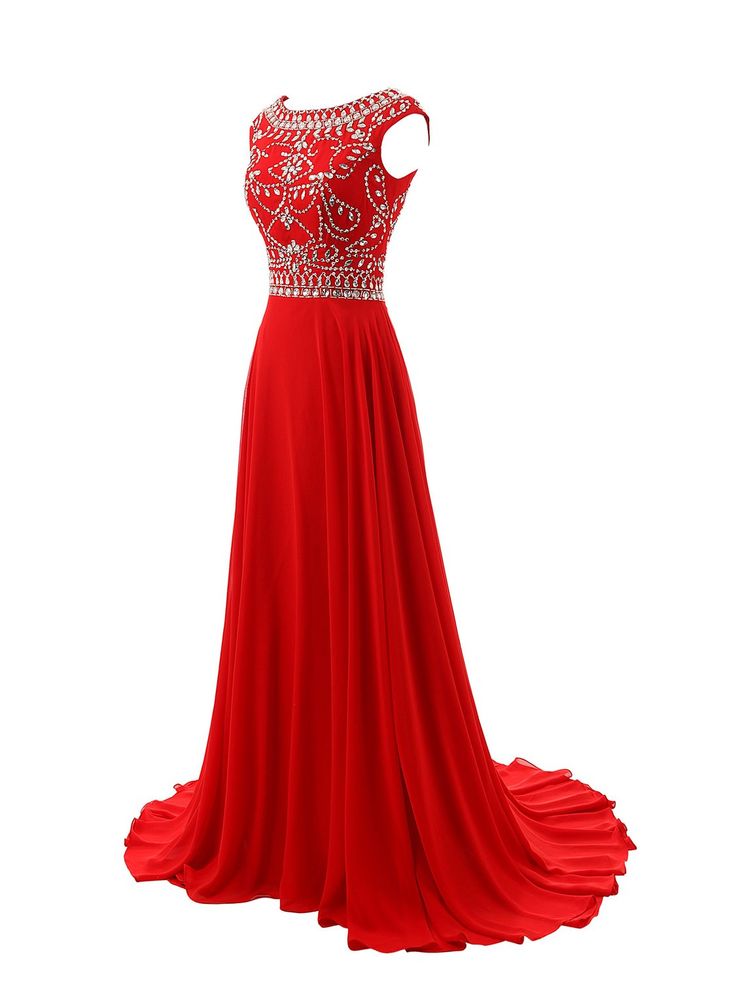 Red Beading Prom Dress A Line Prom Dresses Evening Dress On Luulla
